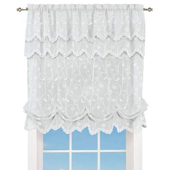 Collections Etc Sheer Scroll Balloon Curtain Shade, Single Panel,