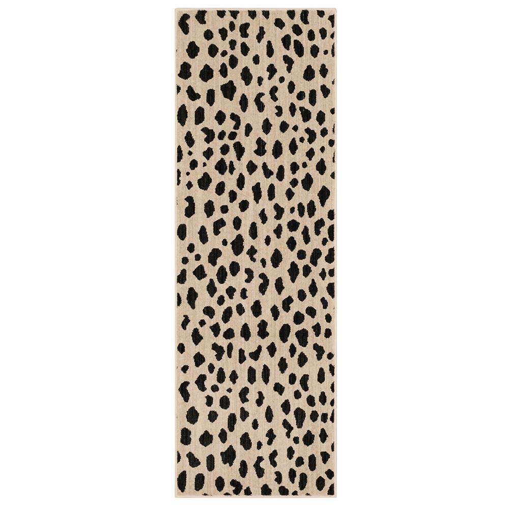 Photos - Area Rug 2'4"x7' Daffodil Leopard Print Woven Rug Black/White - Threshold™