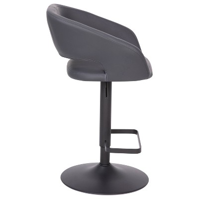 Gray Vinyl Adjustable Swivel Barstool with Black Metal Base