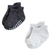 Hudson Baby Infant Boy Non-Skid No-Show Socks, Black White - 3 of 4