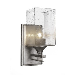 Toltec Lighting Uptowne 1 - Light Sconce in  Aged Silver with 4" Square Clear Bubble Shade - 1 of 1