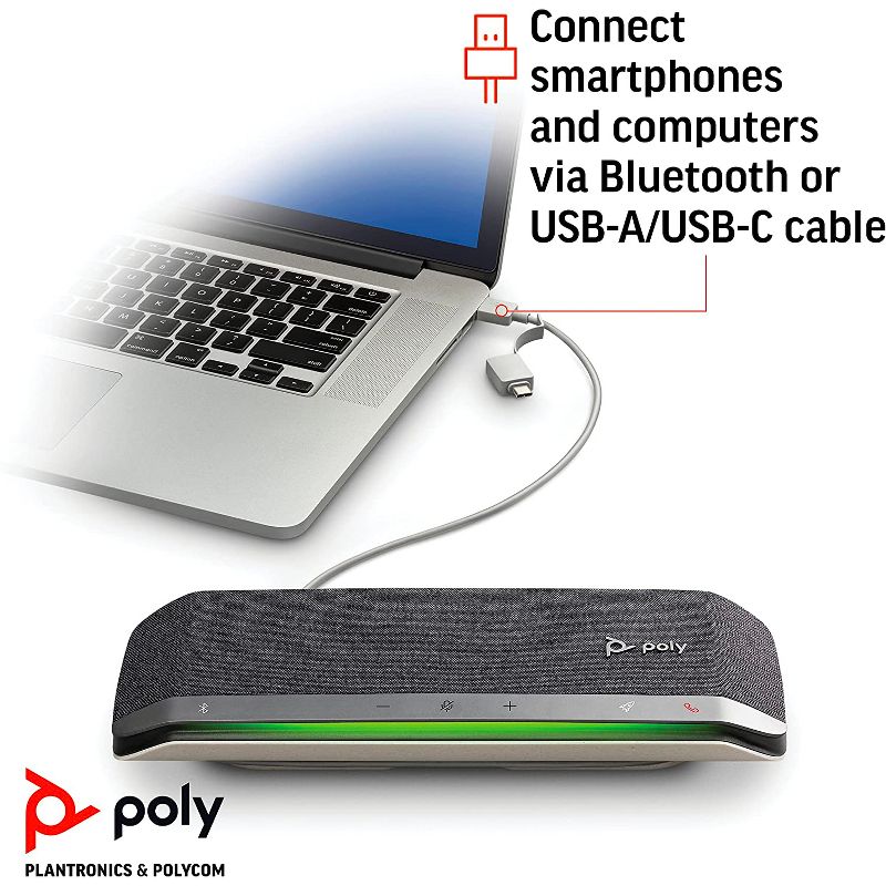 Poly Sync 40 Smart Speakerphone (Plantronics) - Flexible Work Spaces - Connect to PC / Mac via Combined USB-A / USB-C Cable and Smartphones Bluetooth, 3 of 6