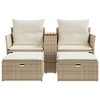 VidaXL Patio Sofa 2-Seater with Stools Beige Poly Rattan - 4 of 4