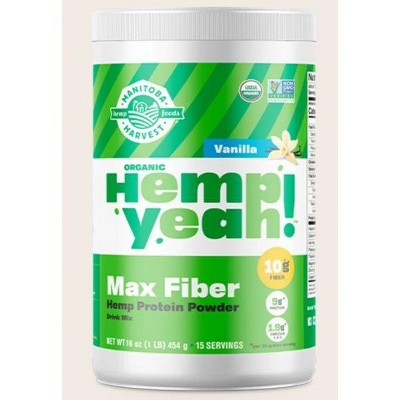 Organic Hemp Yeah! Max Fiber Hemp Protein Powder Vanilla by Manitoba Harvest  -  16 oz Powder