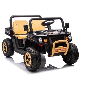 Jojoka 24V Ride On Dump Truck for Kids, 2 Seater 4WD Battery Powered UTV w/ Remote Control,Bluetooth,Music,Shovel, Headlights - 1 of 4