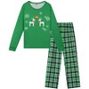 cheibear Christmas Elk Printed Plaid Loungewear Long Sleeve Tops with Pants Family Pajama Set - 2 of 4