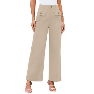 Coolmee Womens Wide Leg Pants High Waisted Business Casual Dress Pants Palazzo Long Work Trousers with Pockets - 1 of 3