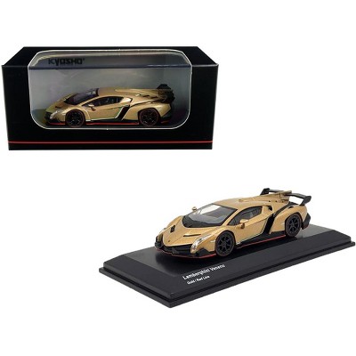 Lamborghini Veneno Gold with Red Line 1/64 Diecast Model Car by Kyosho