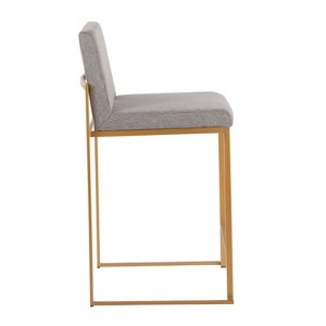 LumiSource Set of 3 Fuji High Back Counter Height Barstools Steel Fabric - 1 of 4