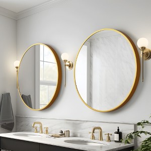 Dovelina Round Aluminum Framed Bathroom Vanity Mirror Hanging Mirror（Set of 2) - 1 of 4