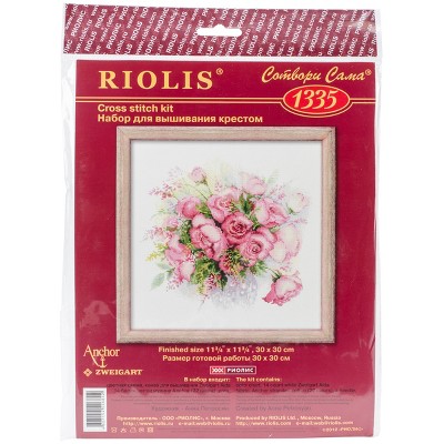 RIOLIS Counted Cross Stitch Kit 11.75"X11.75"-Watercolor Roses (14 Count)