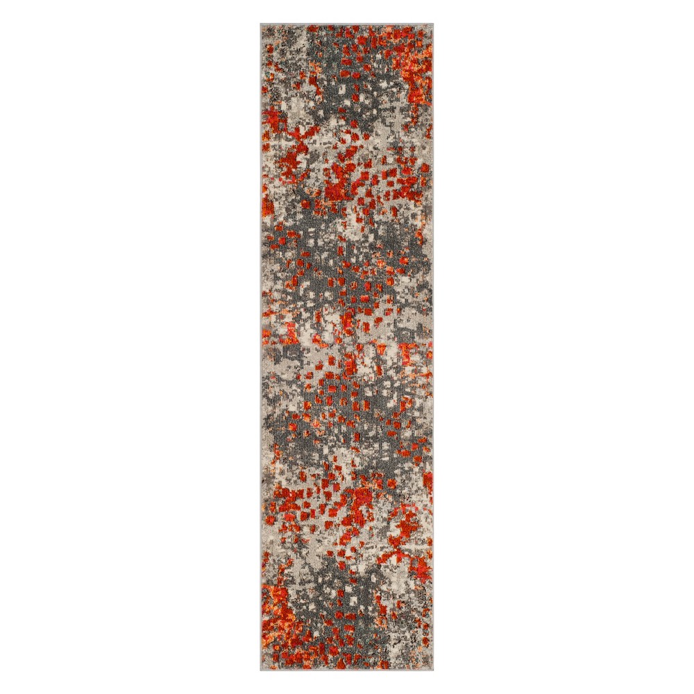 2'2inx12' Runner Shapes Gray/Orange - Safavieh
