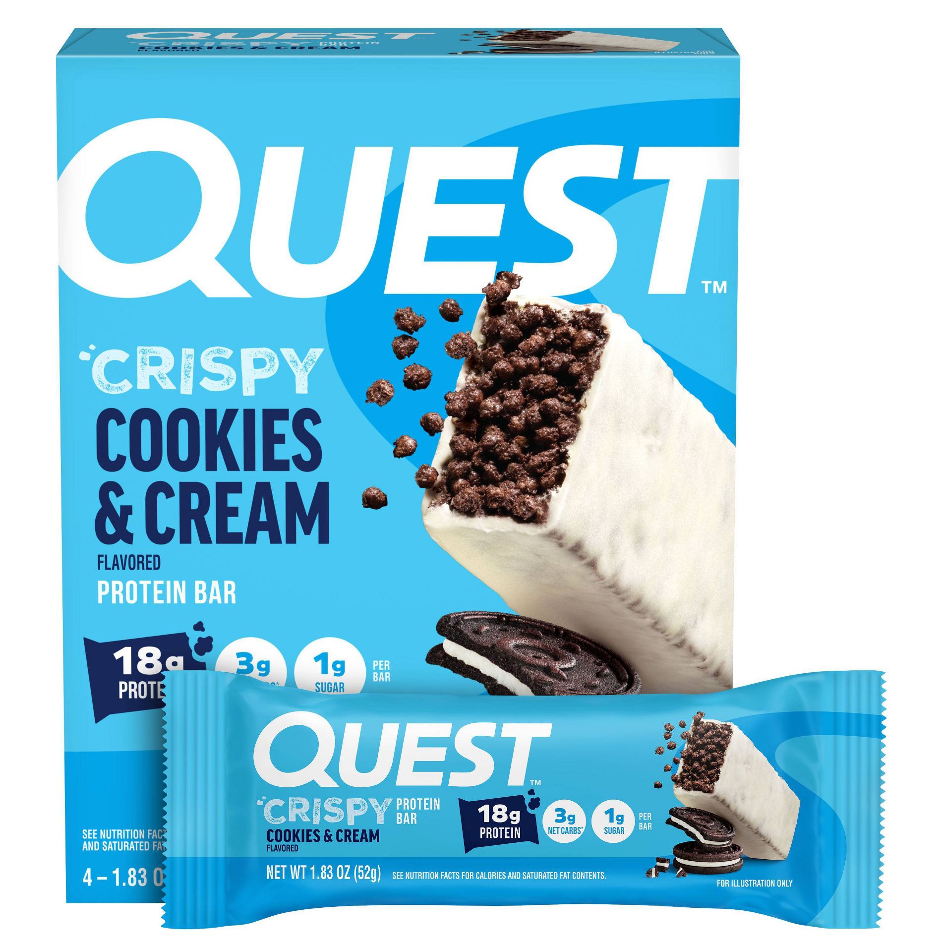 Quest Nutrition 18g Crispy Hero Protein Bar - Cookies & Cream - 4ct