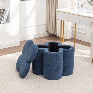 SEYNAR Modern Glam Teddy Velvet Flower Shape Storage Ottoman - 1 of 4