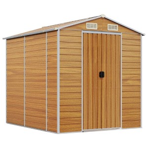 vidaXL Garden Shed - Galvanized Steel, Light Brown, 75.2"x84.6"x78" - Outdoor Storage with Ample Space and Ventilation - 1 of 4