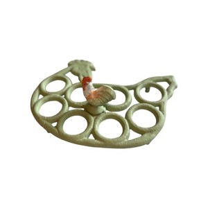 Slickblue Cast Iron Egg Holder, Vintage Farmhouse Design, Kitchen Decorative and Practical, Light or Dark Green, 8.15 In - 1 of 4