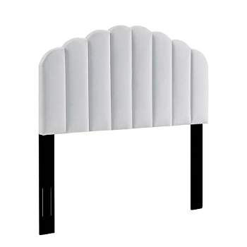 Modway Veronique Channel Tufted Performance Velvet Upholstered Full/Queen Headboard in White
