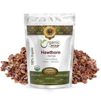 Organic Way Hawthorn Berries Cut & Sifted 1 Lbs