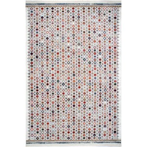 Nuloom Posie Geometric Stripe Fringe Indoor Area Rug, Beige, 4'x5'7" - 1 of 4