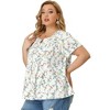 Agnes Orinda Women's Plus Size Floral Split Neckline Short Sleeve Casual Blouses - 4 of 4