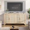Rattan Sideboard Buffet Cabinet with Storage, Wooden Cabinet with 4 Doors, Boho Media Console Table for Kitchen, Dining Room, Entryway - 4 of 4