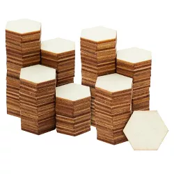 Bright Creations 100 Pcs Mini Unfinished Wood Hexagon Cutouts, 1 Inch Wooden DIY Keychain Blanks , Game Tiles