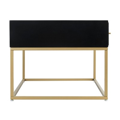 Modern Rectangular Black and Gold Coffee Table with Storage