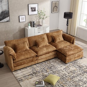 MOONMISS 112" Oversized Modern Chenille L Shaped Sectional Sofa Cloud Couch for Living Room, with Moveable Ottoman & Memory Foam - 1 of 4