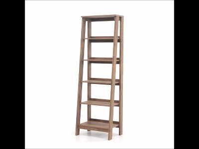 71" Chalked Chestnut Adjustable 5-Shelf Bookcase with Cubes