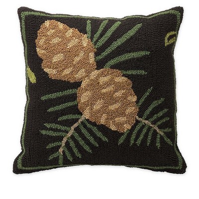 Indoor/Outdoor Woodland Throw Pillow with Pine Cones