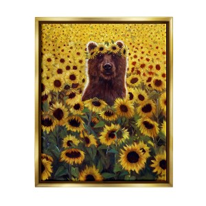 Stupell Industries Happy Bear Sunflower FieldFloater Canvas Wall Art - 1 of 4