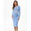 WhizMax Womens Maternity Cutout Tank Dress Casual Sleeveless Side Slit Ribbed Bodycon Party Midi Dress for Baby Shower - 2 of 4