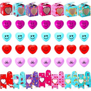 28-Pack Valentine's Boxed Heart Stress Balls - Smiley Squeeze Toys, Classroom Favors, Stress Relief for Kids - 1 of 4