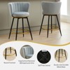 ORRD Counter Height Bar Stools Set of 2, 360� Swivel Upholstered Barstools with Backs and Metal Legs, 26" H Seat Height, Velvet Fabric,Goldy Footrest - 3 of 4