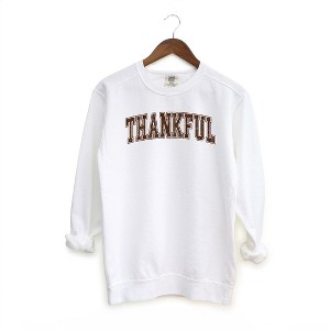 Simply Sage Market Women's  Garment Dyed Graphic Sweatshirt Thankful Grunge - 1 of 2