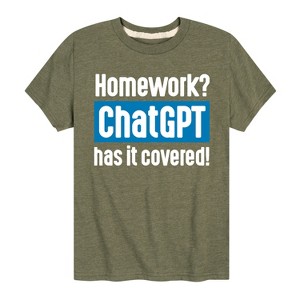 Boys' - Instant Message - Homework ChatGTP Has It Covered Short Sleeve Graphic T-Shirt - 1 of 4