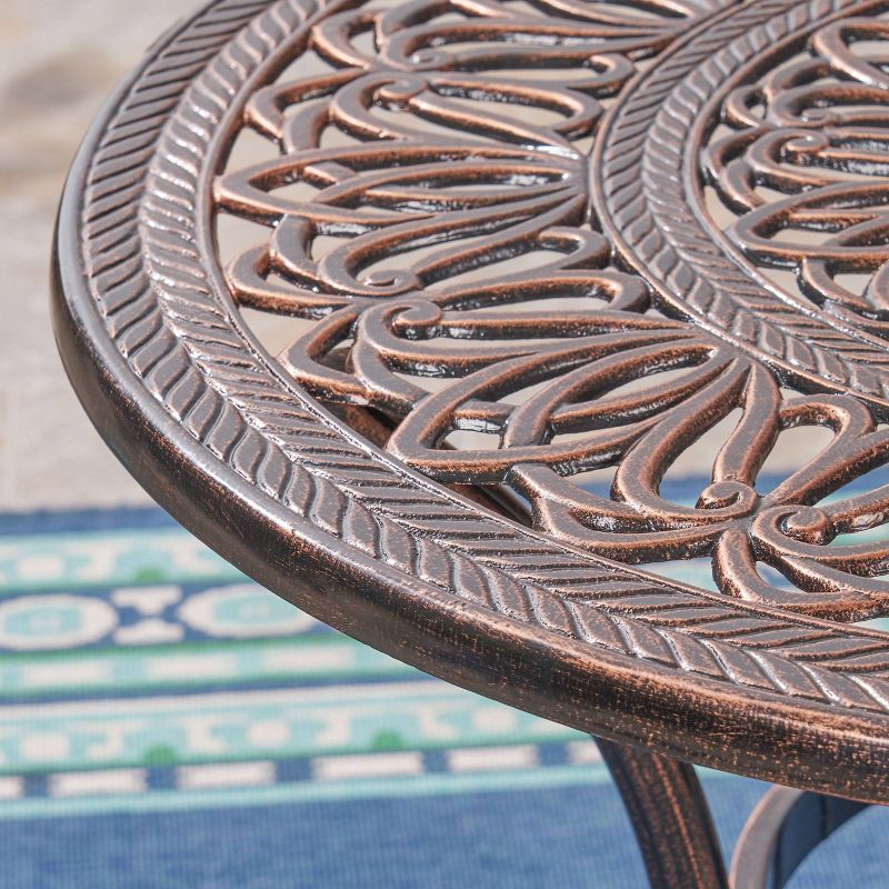Tucson 32.5&#34; Round Cast Aluminum Dining Table - Copper - Christopher Knight Home, 6 of 8