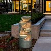 LuxenHome 32” Lighted Modern 4 Tired Resin Outdoor Fountain with Cascading Water Flow Gray - 4 of 4