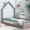 Twin Size House-Shaped Headboard Floor Bed with Fences, Bed for Kids,House Bed Twin Frame for Girls,Boys - 4 of 4