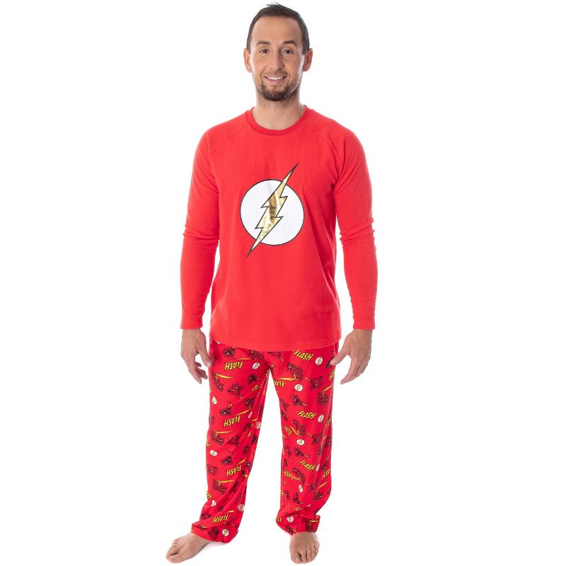 DC Comics Men's The Flash Superhero Fleece Shirt And Pant 2 PC Pajama Set, 1 of 5