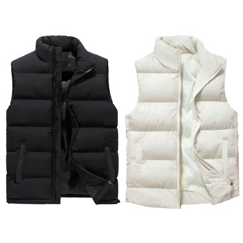 Мужские жилеты Spire By Galaxy Modern Fit Heavyweight Puffer Bubble Vest-2 Pack - X Large, Black-White, цвет: Чёрный
