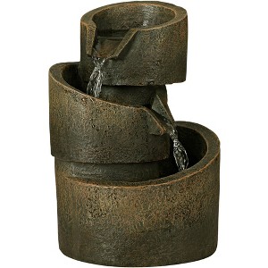 3-Tier 9 3/4" High Small Zen Modern Indoor Outdoor Decor Bronze Stone Tabletop Fountain Waterfall Outside Garden Patio Yard Desk - 1 of 4