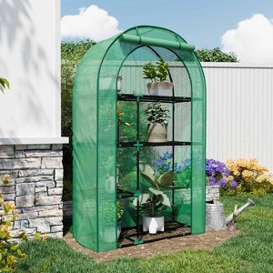4 Tier Tool-Free Assembly Rust-Proof Mini Greenhouses for Outdoors, Waterproof Plant Repotting Mat for Medium/Small Plants - 1 of 4