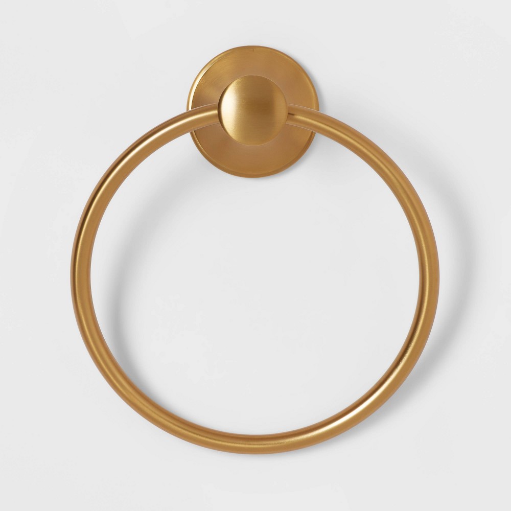 Photos - Towel Casual  Ring Brass - Threshold™: Zinc & Stainless Steel Bathroom Holder, Wall Mounted