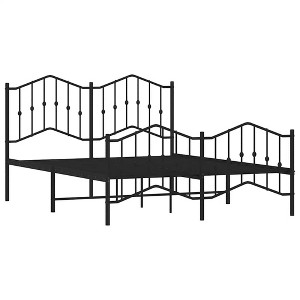 vidaXL Metal Bed Frame without Mattress with Headboard Black Twin Extra Long (XL) - 1 of 4