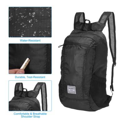 Unique Bargains Durable Polyester Material Water-Resistant Lightweight Portable Backpack Black — фото 2