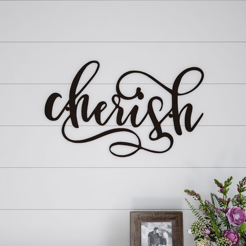 "Cherish" Decorative Wall Sign Natures Brown - Lavish Home, 1 of 5