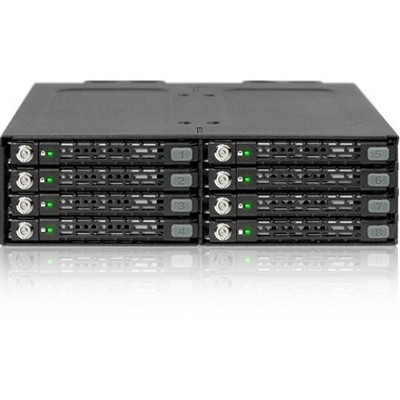 Icy Dock ToughArmor MB998SK-B Drive Enclosure for 5.25" SAS, Serial ATA/600 - Serial ATA/600 Host Interface External - Black - 8 x HDD Supported