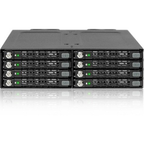 Icy Dock Tougharmor Mb998sk B Drive Enclosure For 5 25 Sas Serial Ata 600 Serial Ata 600 Host Interface External Black 8 X Hdd Supported Target