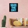 Neon Seize The Day Aqua on Black by Hailey Carr Unframed Wall Canvas - iCanvas - 4 of 4